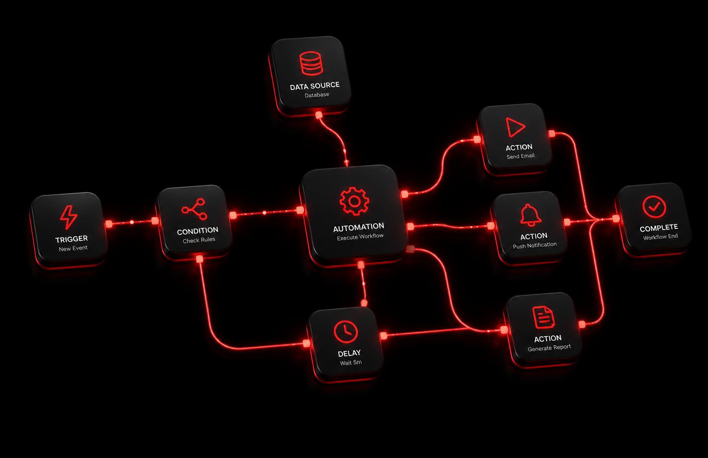 Connected AI automation workflow diagram